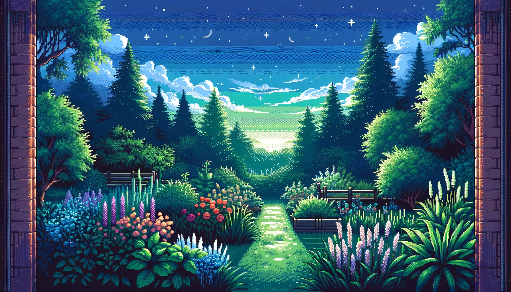 Garden Scene Wallpaper